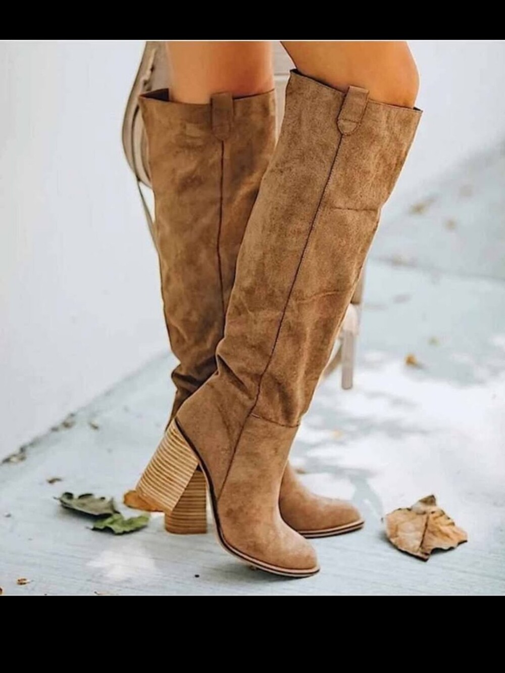 Suede Knee High Heeled Boots